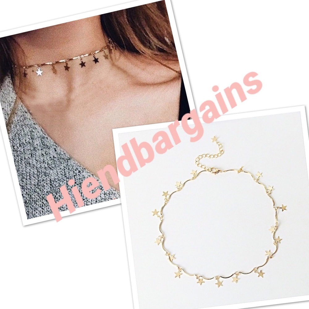New! Galaxy stars charm choker necklace statement